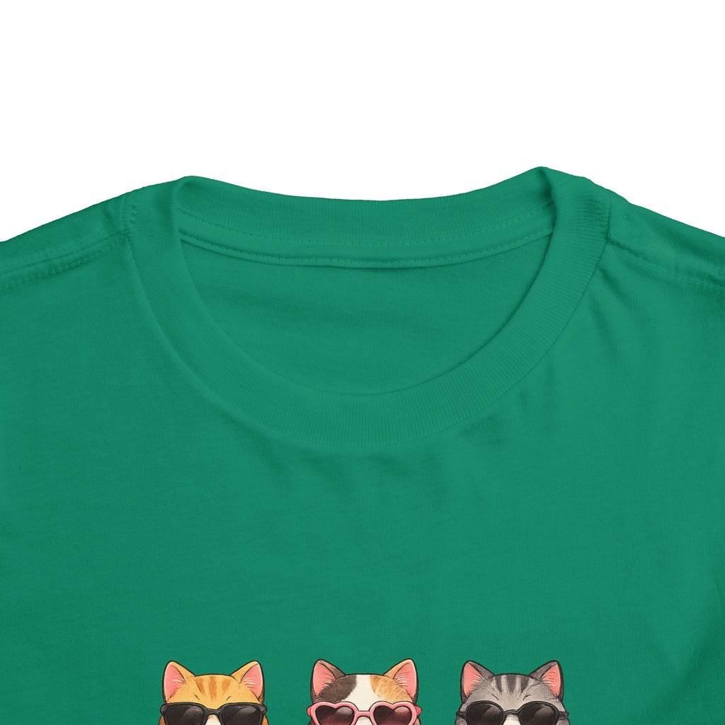 Toddler Tee — Cute Sunglasses Cats Grid Graphic