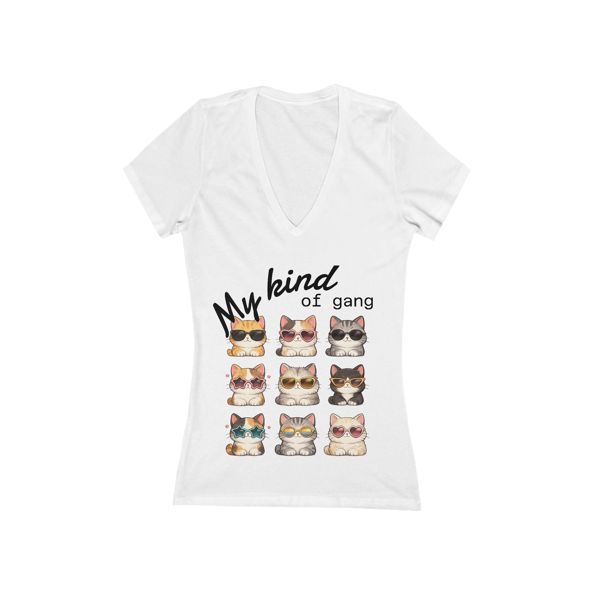 My Kind of Gang Tee — Silly kitties with sunglasses V‑Neck