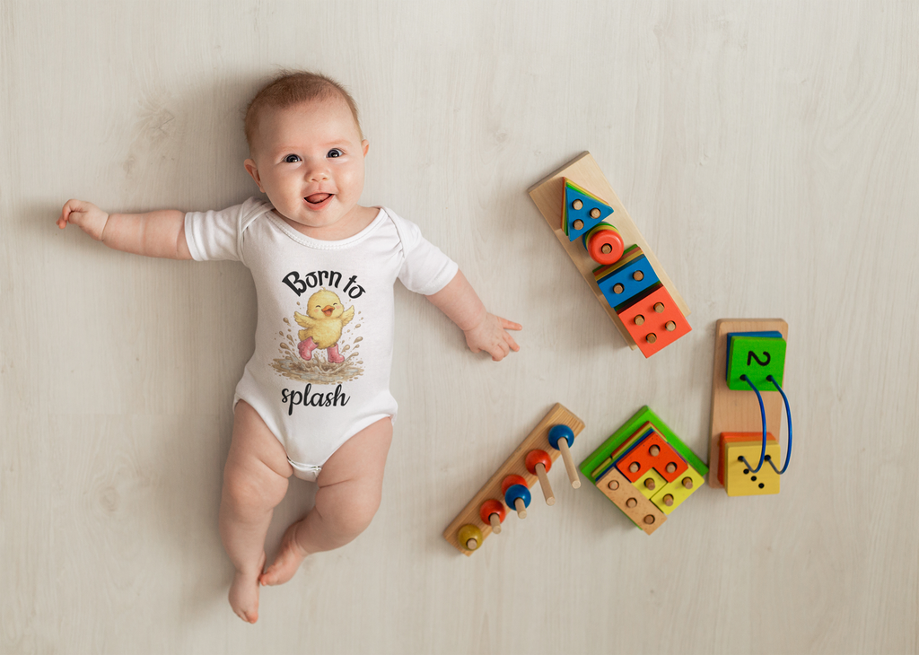 Infant Tee — "Born to Splash" Duckling Baby Shirt