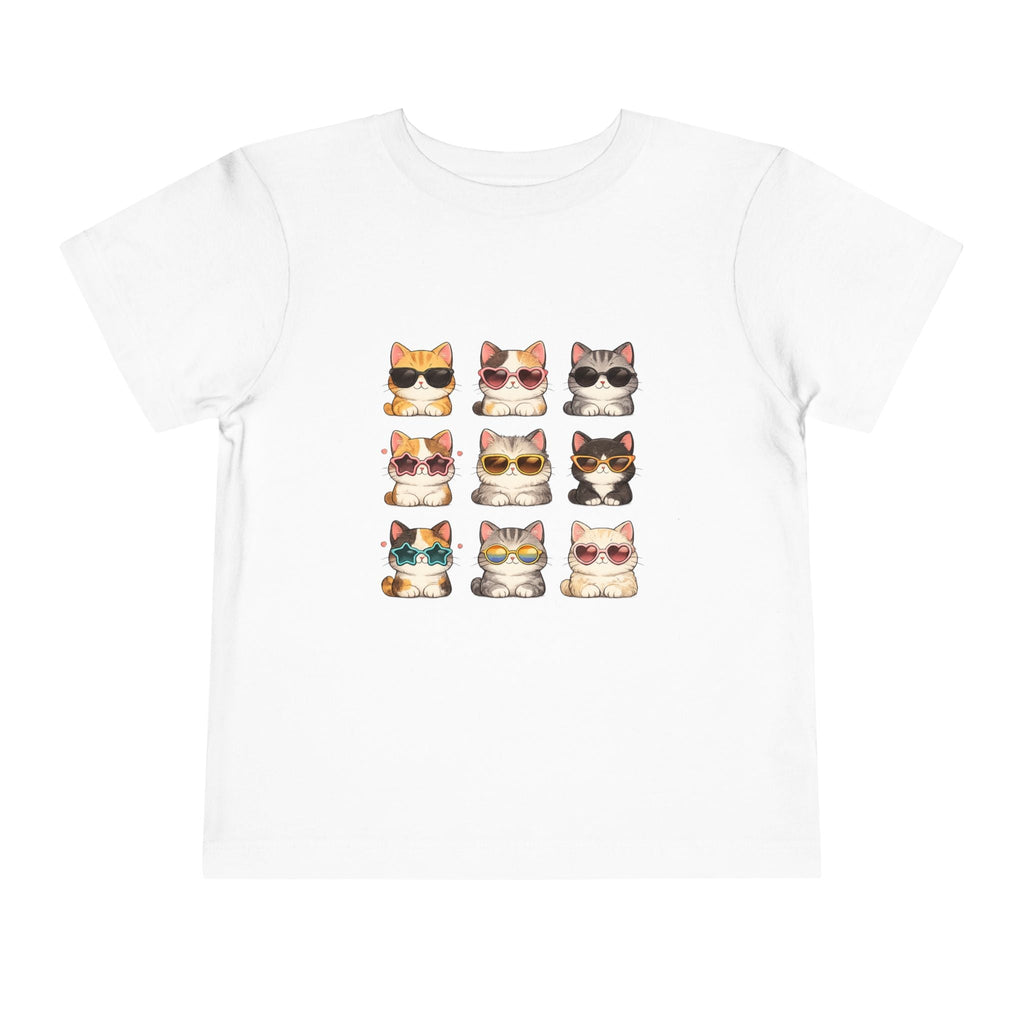 Toddler Tee — Cute Sunglasses Cats Grid Graphic
