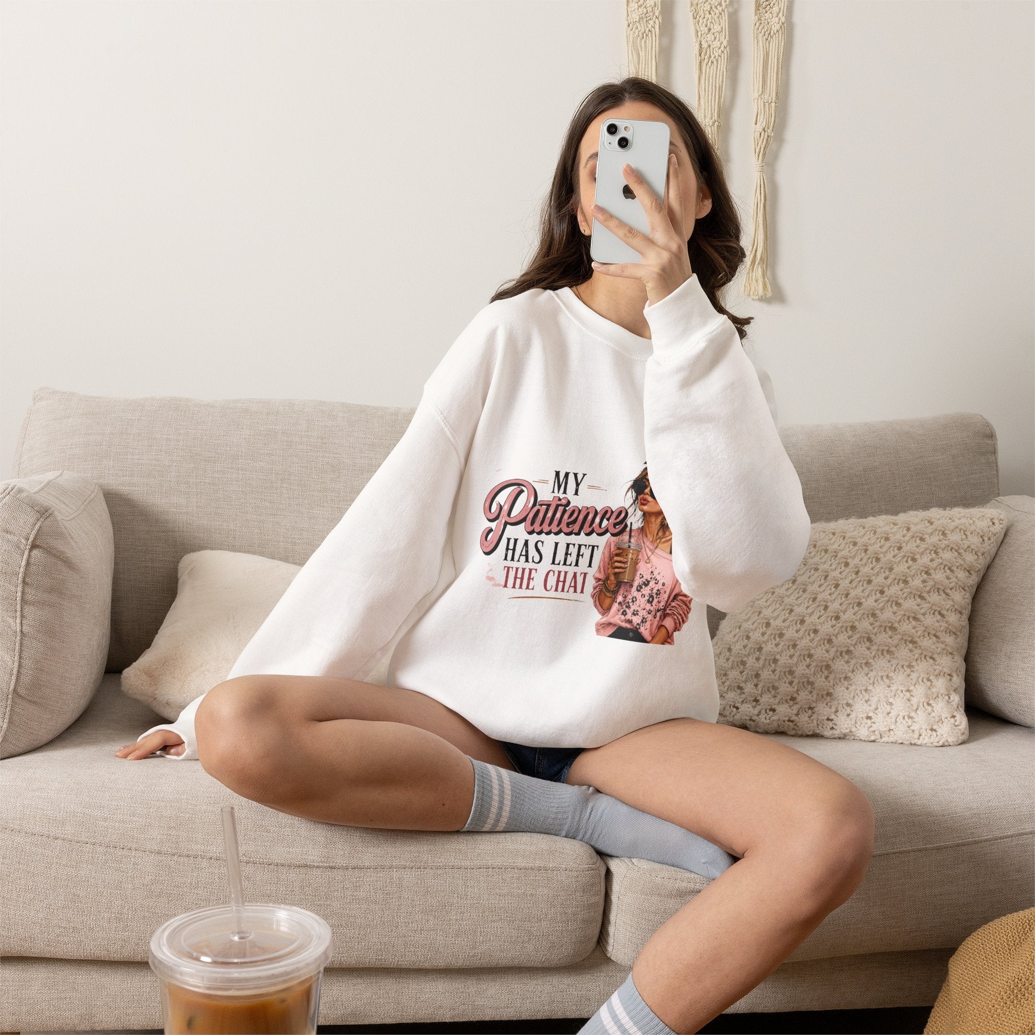 Crewneck Sweatshirt — "My Patience Has Left the Chat" Graphic