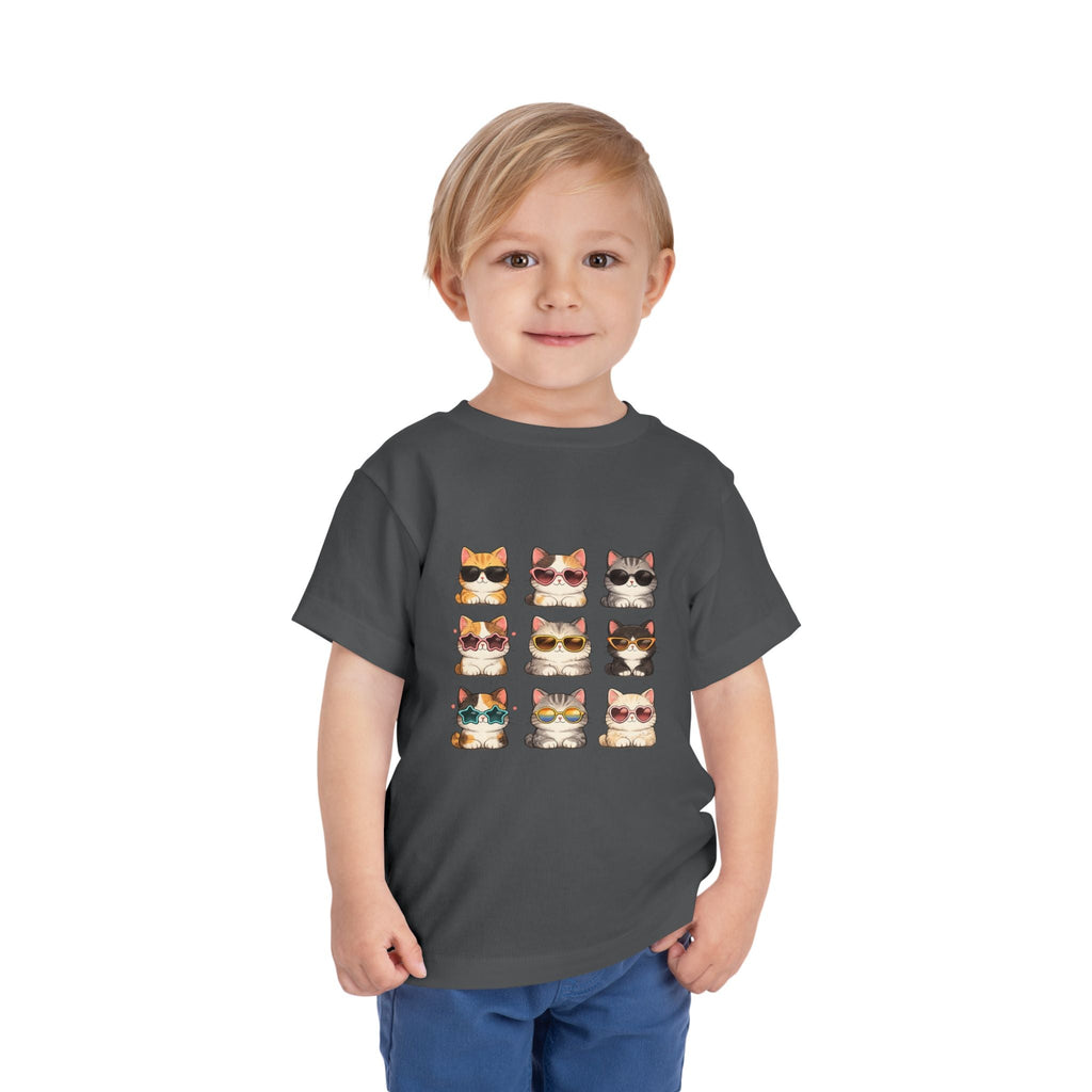 Toddler Tee — Cute Sunglasses Cats Grid Graphic